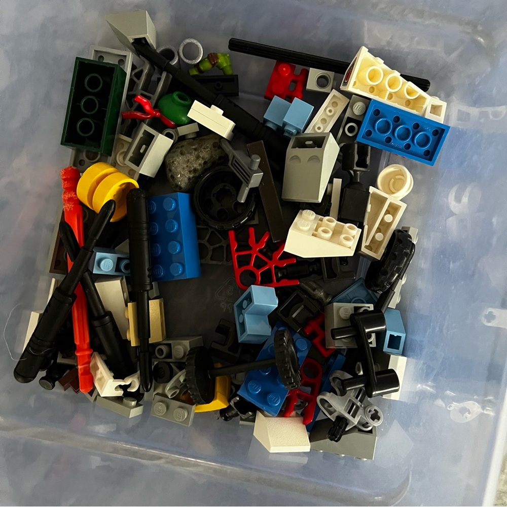 LEGO Building Blocks in Blue, Red, and Yellow